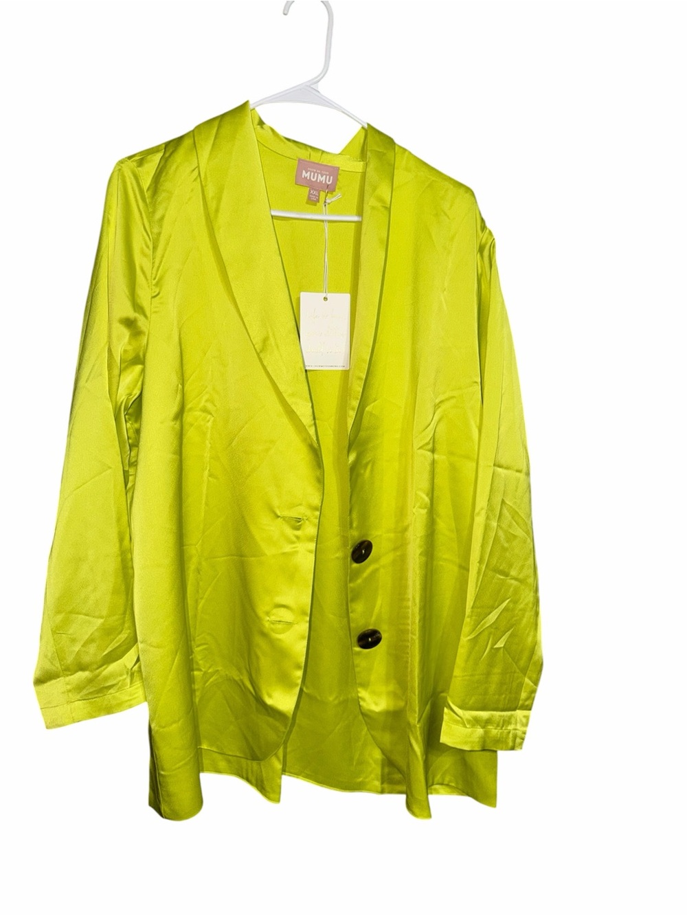 Show Me Your MuMu Neon Lime Satin Blazer